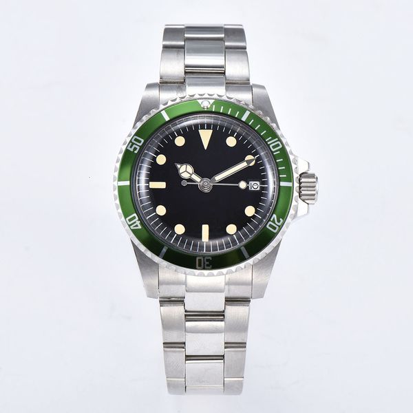 

2019 40mm watch automatic steel shell movement mechanical illuminating hand green aluminium seal brushed bracelet 1019, Slivery;brown