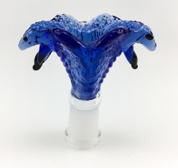 2022 Novas tigelas de vidro da cabeça de cobra para bongos com azul verde 14mm 18mm tigelas de vidro articulação masculina para tubulações de água plataformas de óleo