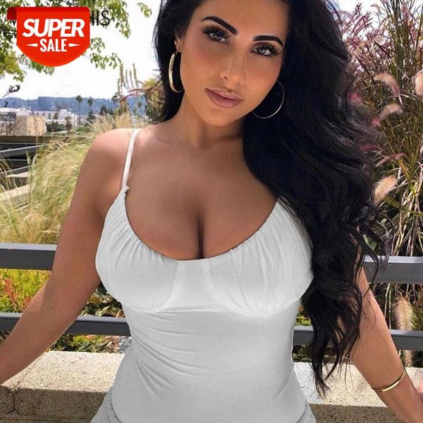 

wannathis patchwork sleeveless ruched bodysuit women backless bodycon skinny elastic casual summer bodysuit 2020 new #sm1c, White
