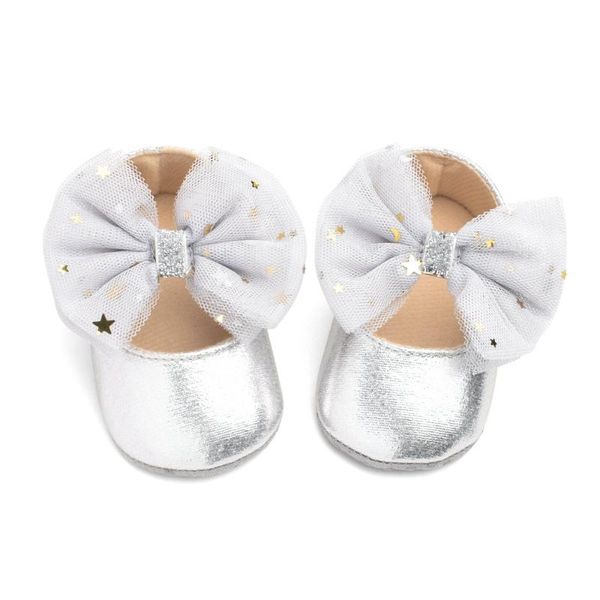 

first walkers 2021 baby / toddler girl stars decor bowknot solid prewalker shoes