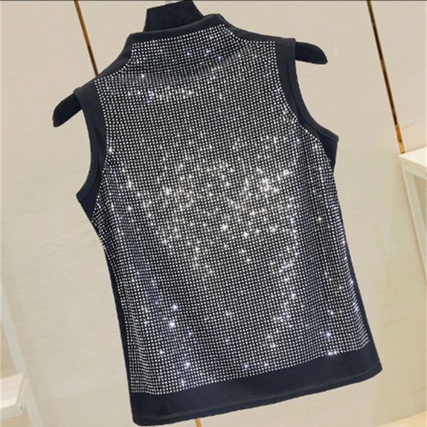 

summer sleeveless thin lady semi-tall collar drill shirt basic female personality shirts all-match f9hy, White