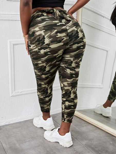 

sxy plus camo print wideband waist leggings v5xw#, Black