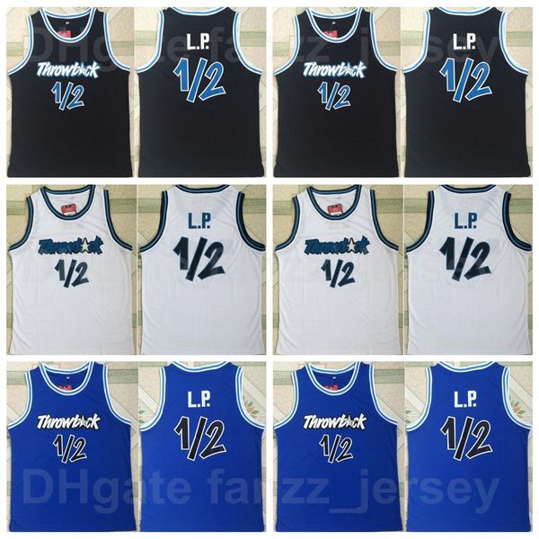 

men movie basketball 1/2 lp penny anfernee hardaway jersey retro black blue white team color away breathable for sport fans shirt pure cotto