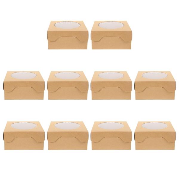 

gift wrap 1 set 10pcs 8in cake packing boxes kraft paper dessert holders with window