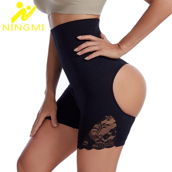 

women's shapers ningmi body shaper control panties women bulifter panty slimming underwear slim high waist shapewear shorts, Black;white