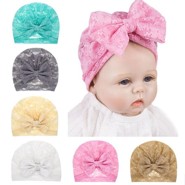 

caps & hats born baby turban hat for girl knot bow lace transparent spring summer cap infant girls pography props, Yellow