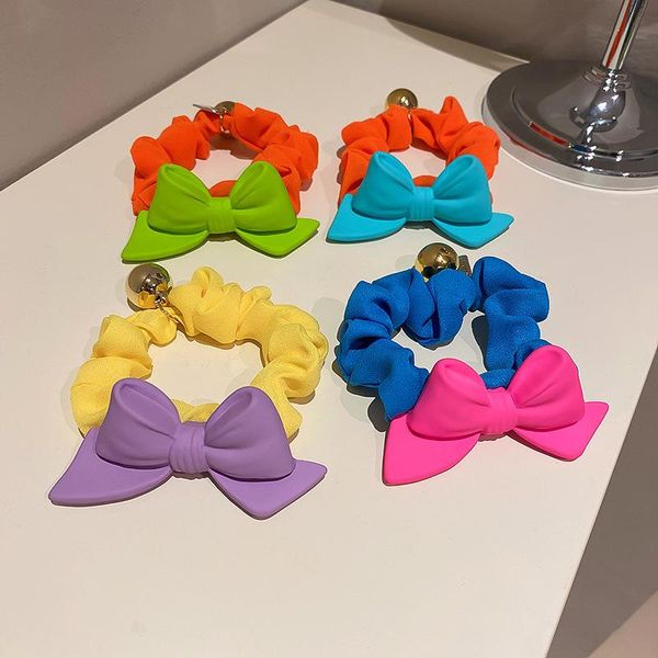 

hair accessories gold metal ball fabric bow streamer rope knotted scrunchie kid girl ponytail ties elastic rubber band, Slivery;white