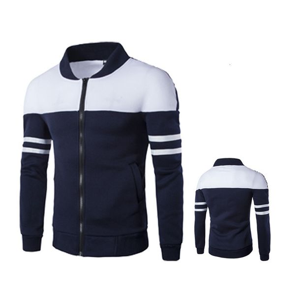 

2021 new autumn men's sportswear solid stripe patchwork long sleeve outwear mens jacket coat homme 7lra, Black;brown