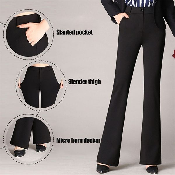 

women dress pant pull on stretch trousers for work office slim fit high waist nov99 211007, Black;white