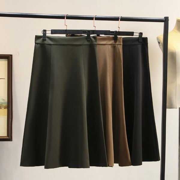 

skirts 2021 spring casual scuba knitting fabric skirt women fashion female a-line long s5-9426, Black