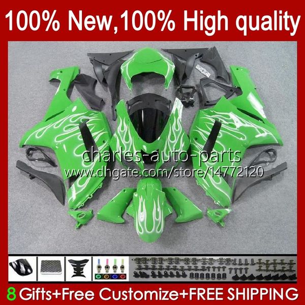 Motocicleta Bodys para a Kawasaki Ninja ZX 6R 600cc 6 R ZX600C ZX600 ZX6R 07 08 Carroçaria 10No.72 ZX636 600 CC ZX600 ZX636 07-08 ZX6R ZX 636 2007 2008 Carenagens Kit chamas prateadas