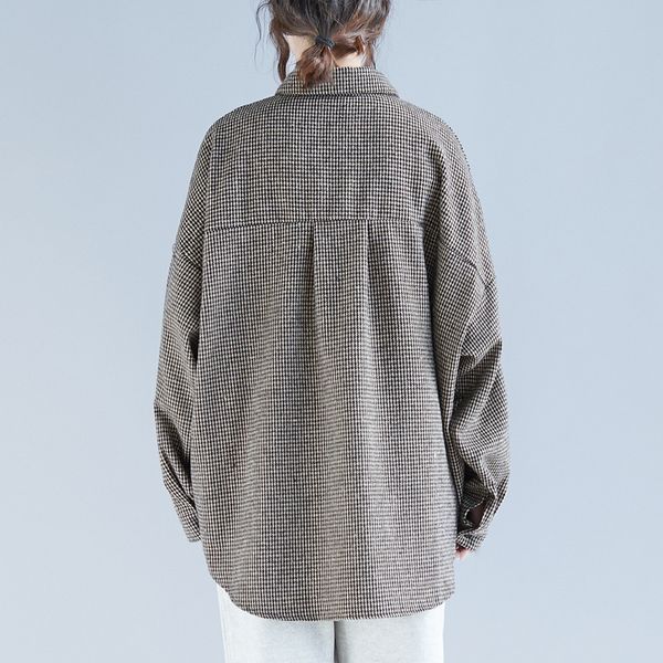 

autumn winter big-size shirts women's plaid and oversize fashion mujer ta7363 cu28, White