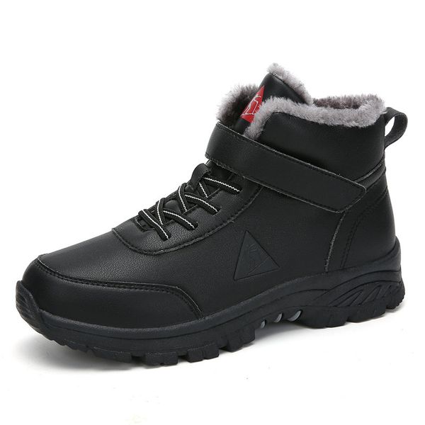 Homens Outdoor inverno neve tornozelo botas não-deslizamento curto pelúcia quente lace up gancho loop andar macho casual sapatos sapatilhas moda