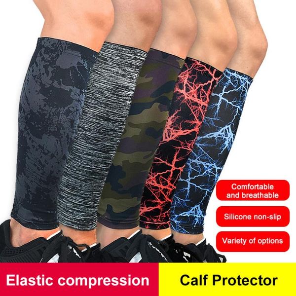 

ankle support 1pc sports anti-slip leg compression sleeves polyester basketball knee brace protector calf running shin splint gear, Blue;black