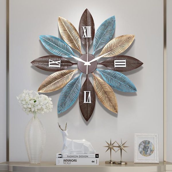 

american wrought iron 3d decorative leaf wall clocks crafts wall decoration home livingroom sofa background mural ornaments