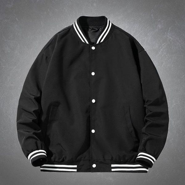 

men's jackets spring baseball uniform mens harajuku casual solid color simplicity all-match coats male streetwear loose autumn, Black;brown