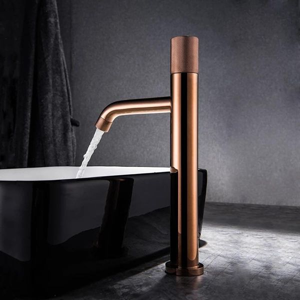 

bathroom sink faucets faucet rose gold brass basin cold and water mixer tap deck mounted black