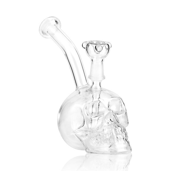 Bong in vetro teschio da 7 pollici Narghilè Bubbler smussato Fumo Bubble Tubi d'acqua piccoli Recycler Soffione doccia Perc Oil Rigs con ciotola bong 14mm