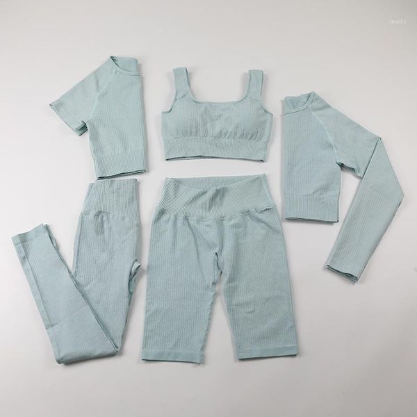 

yoga outfit set sport suits women sports fitness shorts sets short sleeve workout sportswear seamless gym tracksuit clothing