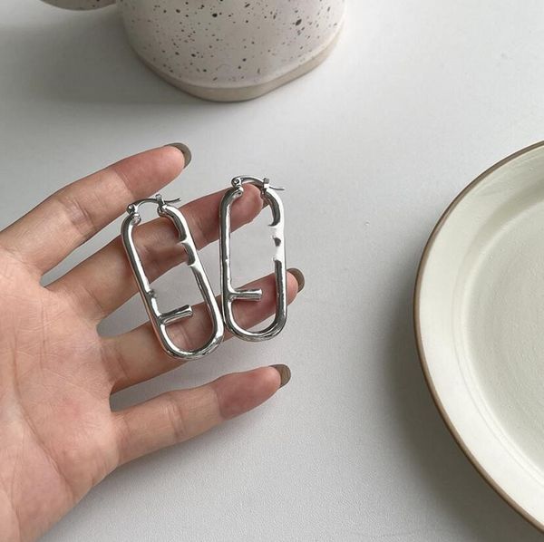 

2021 european and american letters dangle & chandelier fashion temperament high sense geometric big earrings female quality fast delivery, Silver