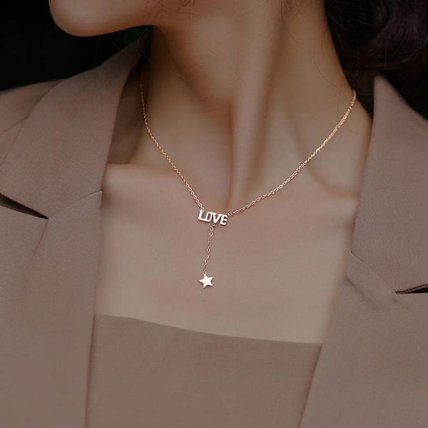 

pendant necklaces minimalist gold designer love star for women 2021 simple stainless steel chain jewelry gifts, Silver