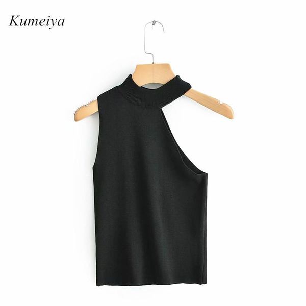

women's vests women irregularity sleeveless knitting solid female thin sweater smock 2021 autumn casual lady pullovers black, Black;white