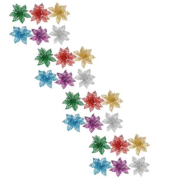 

christmas decorations 24pcs glitters flowers xmas glitter artificial home decor