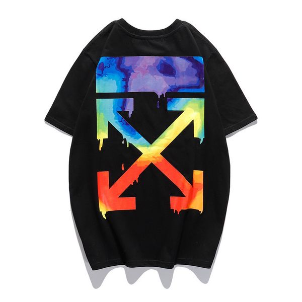 

fashion brand off summer whtie new 20ss graffiti watercolor star net loose men's and women's short sleeve t-shirt, White;black