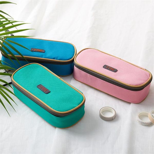 

pencil cases case with calculator large school equipment kawaii stationery organizer bags for office 3 zippers cute