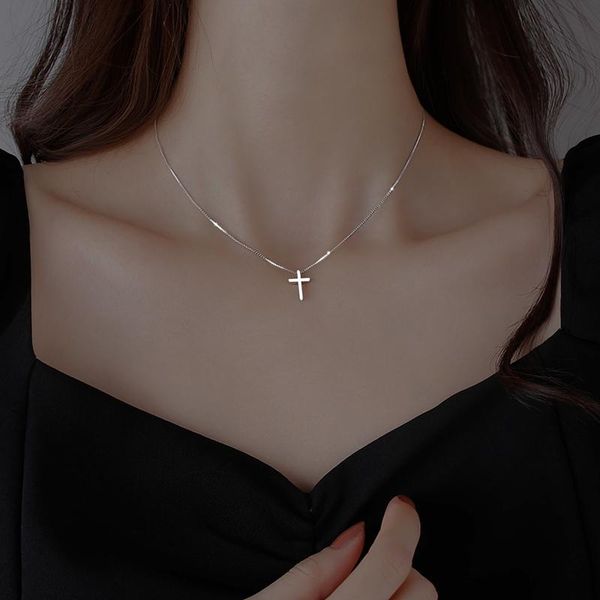 

chains cross jesus god simple clavicle chain 925 sterling silver pendant necklace for women fashion trendy jewelry friends gifts