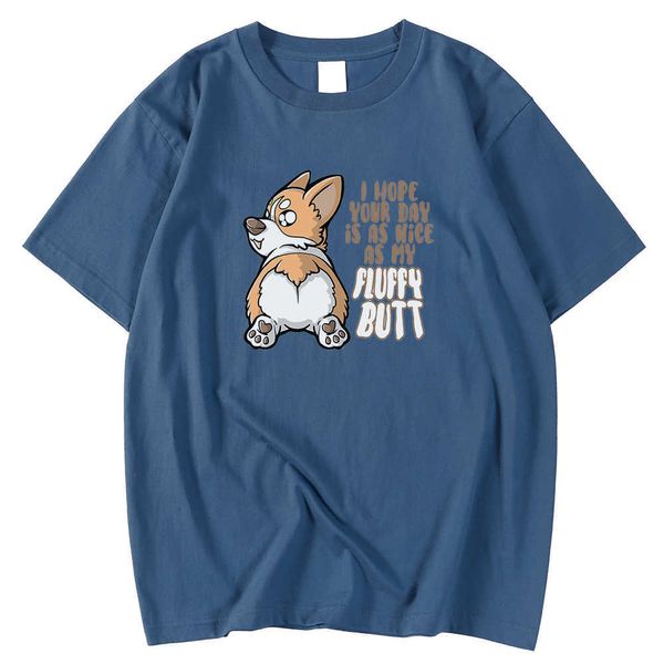 Мягкая ореализация мужских футболок для футболок весна лето T Рубашки Я надеюсь, что ваш день такой же хороший, как и собачья припечатка, дышащая футболка Mens Mens Y0809