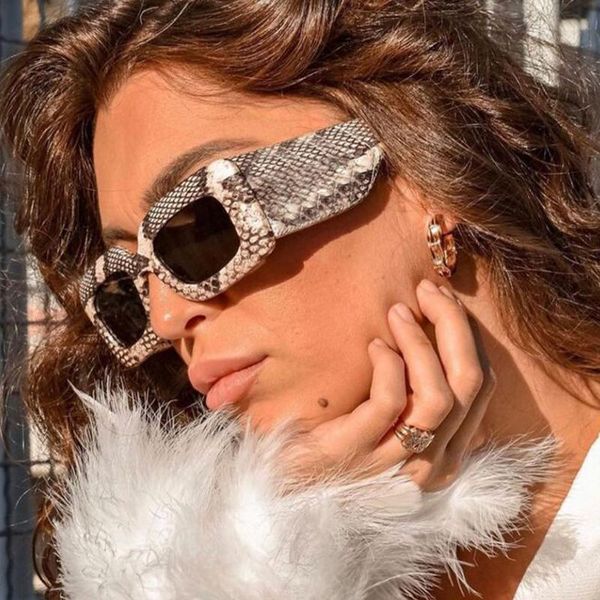 

outdoor eyewear vintage square wide leg sunglasses women men designer travel snake pattern sun glasses female shades uv400