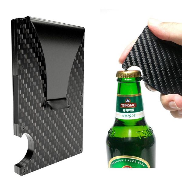 

card holders valink 2021 fashion slim carbon fiber credit non-scan metal wallet purse male carteira masculina billetera, Brown;gray