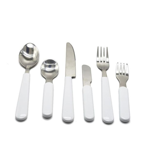 

sublimation white tableware set stainless steel cutlery dinnerware western silverware kitchen knife spoon fork dinner set kids adult
