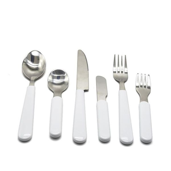 Sublimação De Table Utensílios Branco Conjunto De Aço Inoxidável Cutelaria De Arte de Talheres Ocidental Silver Utensões Faca De Cozinha Colher Fork Dinner Set Kids Adult