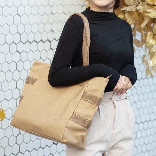 

casual canvas panelled large capacity tote women shoulder bags design lady handbags crossbody bag female big shopper purses 2021