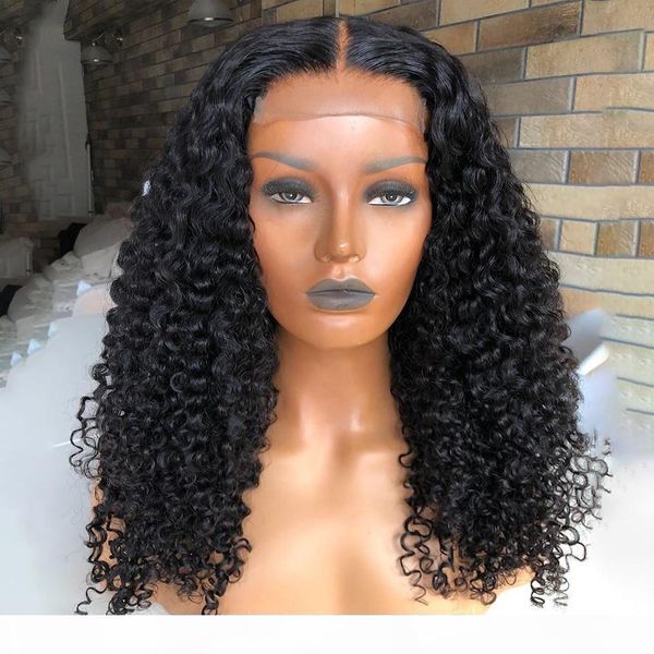 

kinky curly wig 13x6 lace front human hair wigs pre plucked remy brazilian hair 180 density silk lace frontal wig, Black;brown