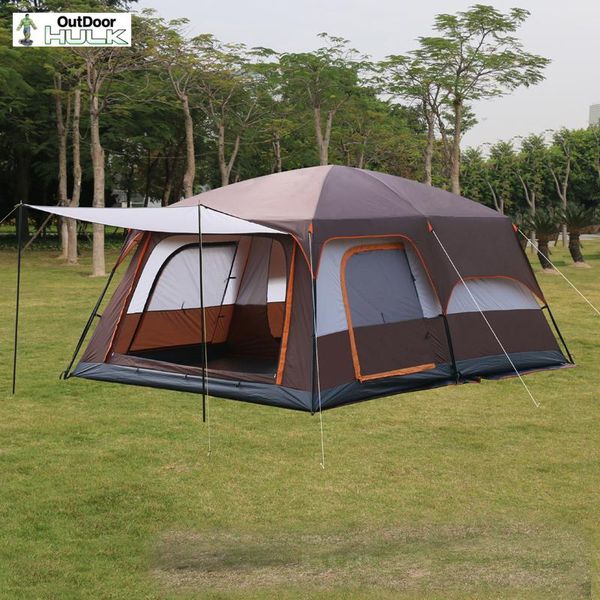 

tents and shelters 4colors ultralarge 6 10 12 double layer outdoor 2living rooms 1hall family camping tent in large space