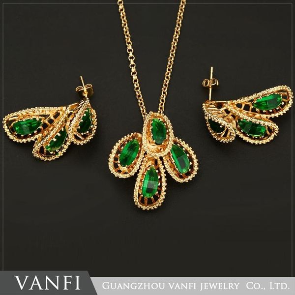 

earrings & necklace elegant high grade simulated crystal jewelry green stone earring pendant perfect female set, Silver