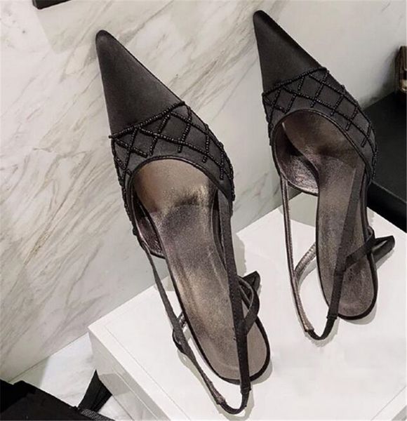 

classic women dress shoes fashion good quality brand leather high heel weding shoe female designer sandals ladies comfortable casual shoes p, Black