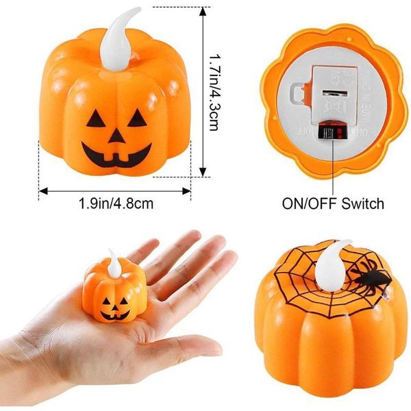 

24 pack orange halloween pumpkin candles battery,flickering led tea light indoor outdoor home party de qyljxe