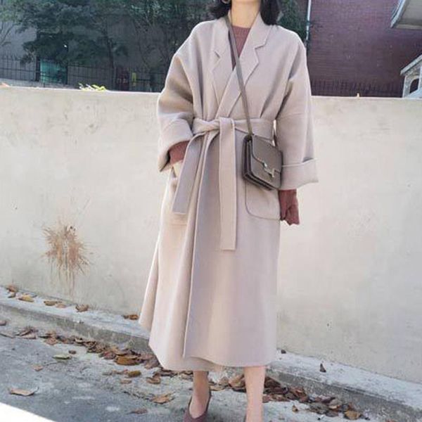 

women's jackets womens casual blazer jacket plus size long sleeve cardigan pocket belt knitted outwear coat abrigos mujer invierno 2021, Black;brown