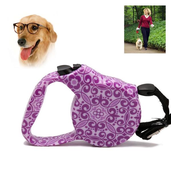 

dog collars & leashes dogs fashion print flexi leash automatic retractable leading rope for small medium walking pets accessories 3m