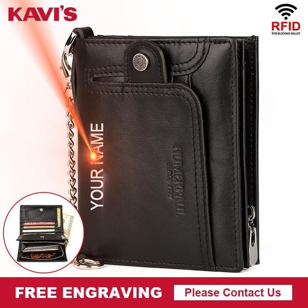 

wallets kavis engraving fashion men's wallet classic style genuine leather short male purse small card holder money bags quality1, Red;black