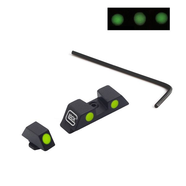 

blue green tactical hunting scopes pistol handgun glow in the dark night sights front and rear sight set for 17 17l 19 26 27 33 34 38 39