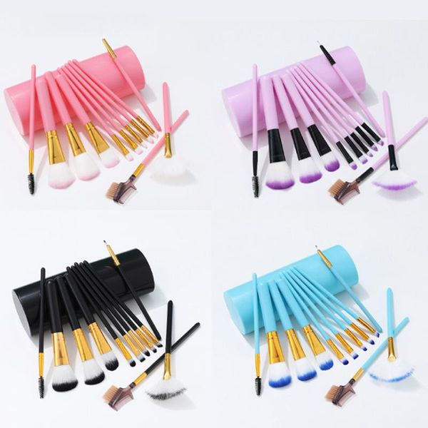 

makeup brushes 12pcs barreled set blush eye shadow eyelash foundation highlighter cosmetic blending beauty brushmaquiage