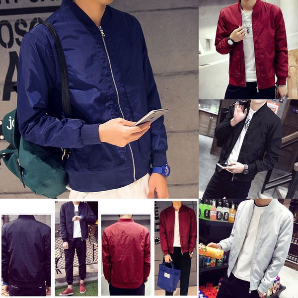 

wholesale- men fashion classic coats clothes padded bomber jacket slim motorcycle coat zip outwear clothes, Black;brown