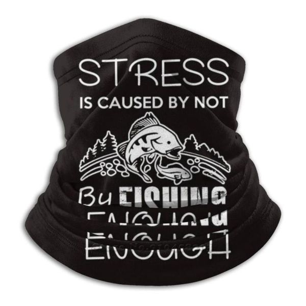 

scarves stress is caused by not fishing enough-gift for lovers-3d bandana face neck warmer soft fleece mask sport scarf, Blue;gray