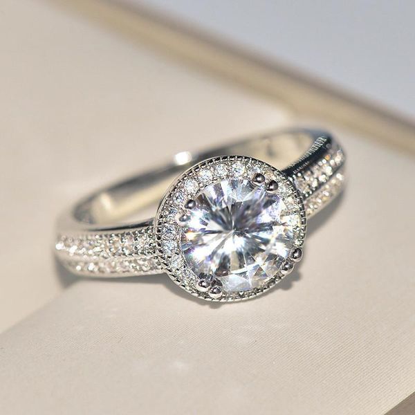 

wedding rings 2021 shining band engagement for women anillos mujer silver color promise ring luxury jewelry accessories, Slivery;golden