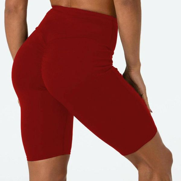 

yoga outfits women sports fitness shorts elastic high waist tight, White;red